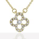 9ct Yellow Gold 0.35ct Diamond Quatrefoil Pendant and Integral Chain 16" by Anya Belle