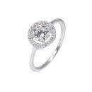 Sterling Silver Round Cubic Zirconia Halo Ring