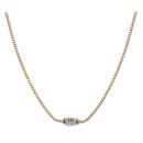 14ct Yellow Gold Monaco Beaded Cubic Zirconia Pave Lock Chain 18"