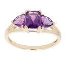 9ct Yellow Gold Amethyst Three Stone Ring