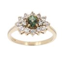 9ct Yellow Gold Andalusite And Cubic Zirconia Cluster Ring