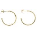 Silver Gold Plated Beaded 3/4 Hoop Earrings