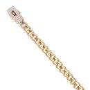 14ct Yellow Gold Monaco Classic Pave Lock Curb Bracelet 7"