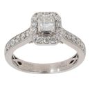 Platinum 0.77ct Radiant And Brilliant Cut Diamond Cluster Ring