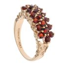 9ct Yellow Gold Garnet Three Row Ring