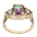 9ct Yellow Gold Three Stone Mystic Topaz Ring