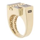 14ct Yellow Gold Monaco Cubic Zirconia Curb Detail Signet Ring
