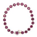 9ct Yellow Gold 0.05ct Diamond And Purple Garnet Heart Cluster Bracelet 7"