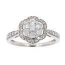 9ct White Gold 0.65ct Diamond Cluster Ring