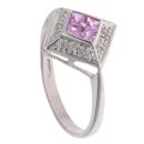 9ct White Gold 0.05ct Diamond And Pink Topaz Cluster Ring