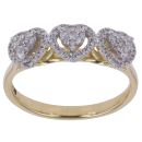 9ct Yellow Gold 0.35ct Brilliant Cut Diamond Heart Cluster Ring
