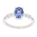 Platinum 0.10ct Diamond and Tanzanite Solitaire Ring