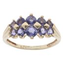 9ct Yellow Gold Two Row Tanzanite Ring