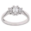 Platinum 0.40ct Baguette And Brilliant Cut Diamond Trilogy Ring