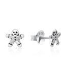 Silver 6x5.5mm Gingerbread Person Stud Earrings
