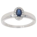 9ct White Gold 0.15ct Diamond And Sapphire Cluster Ring