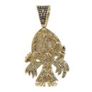 9ct Yellow Gold Cubic Zirconia Ghost Face Figure Pendant