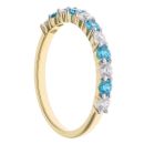 Gold Plated Silver Blue Gemstone And Cubic Zirconia Half Eternity Ring