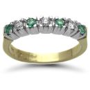 9 Carat Yellow Gold Diamond 0.15pts & Emerald Half Eternity Ring