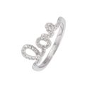 Sterling Silver 'Love' Script Cubic Zirconia Ring