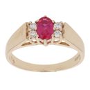 9ct Yellow Gold Ruby and Cubic Zirconia Dress Ring
