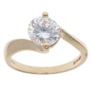 14ct Yellow Gold Cubic Zirconia Single Stone Twist Ring