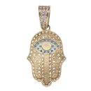 9ct Yellow Gold Cubic Zirconia Hamza Hand Pendant