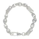 Silver Patterned Stars And Bars And Tulip Bracelet 9" By Icesia