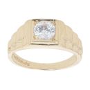 9ct Yellow Gold Cubic Zirconia Solitaire Watch Strap Signet Ring