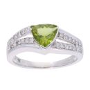 9ct White Gold Peridot and Diamond Dress Ring