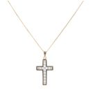 9ct Yellow Gold Cubic Zirconia Cross Pendant and Chain 18"