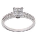 18ct White Gold 0.52ct Princess Cut Diamond Cluster Ring