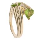 14ct Yellow Gold Peridot Two Stone Twist Ring