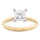 18ct Yellow Gold 1.00ct Princess Cut Diamond Solitaire Ring