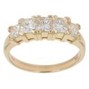 18ct Yellow Gold 1.50ct Princess Cut Diamond Five Stone Ring