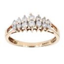 9ct Yellow Gold 0.30ct Diamond Two Row Cluster Ring