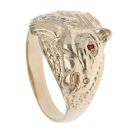 9ct Yellow Gold Ruby and 0.05ct Diamond Horse Ring