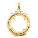 9ct Yellow Gold Half Sovereign Pendant Mount - Scroll Top