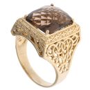 9ct Yellow Gold Smoky Quartz Single Stone Ring