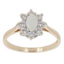9ct Yellow Gold Cubic Zirconia and Opal Cluster Ring