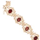 9ct Yellow Gold Garnet Fancy Bracelet 7.5"