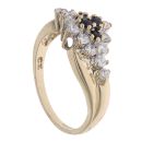 9ct Yellow Gold Sapphire and Cubic Zirconia Cluster Ring