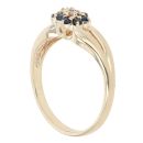 9ct Yellow Gold 0.05ct Diamond And Sapphire Cluster Ring