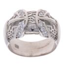 Silver Cubic Zirconia Double Buckle Ring By Icesia