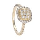 9ct Yellow Gold 0.63ct Diamond Cluster Shoulders Ring by Anya Belle