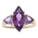 9ct Yellow Gold Amethyst Three Stone Ring