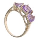 9ct Yellow Gold Three Stone Amethyst Ring