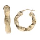 9ct Yellow Gold Greek Key Twisted Hoop Earrings