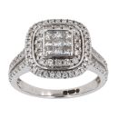 18ct White Gold 1.00ct Diamond Cluster Ring