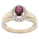 9ct Yellow Gold Purple Garnet and Cubic Zirconia Cluster Ring